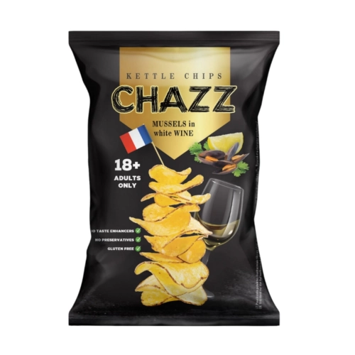 Chipsy ziemniaczane o smaku małży w białym winie 90g