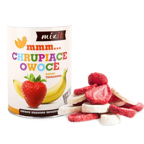 Chrupiące owoce liofilizowane Banan Truskawka 80g