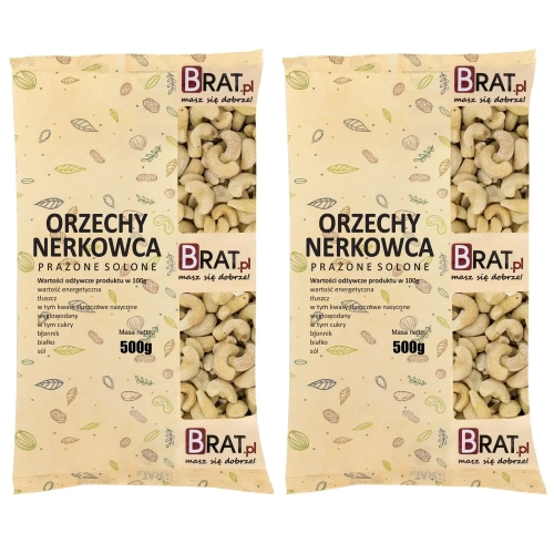 Orzechy nerkowca prażone solone 1kg (2x500g)