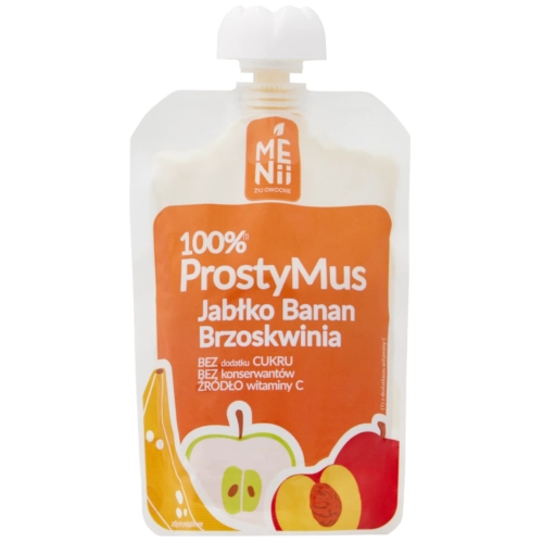 100% Prosty Mus - Jabłko, Banan, Brzoskwinia 100g