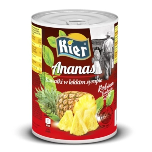 Ananas kawałki w syropie 565g/340g