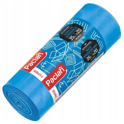 Worki na śmieci do segregacji papieru NIEBIESKIE 35l 20szt