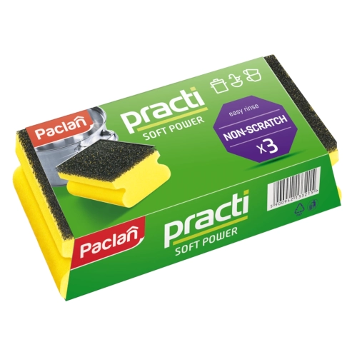Gąbki do naczyń 3szt SOFT POWER Paclan Practi 