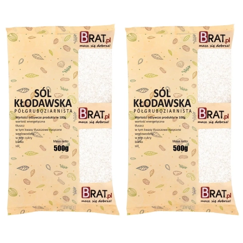 Sól kłodawska półgruboziarnista Brat.pl 1kg (2x500g)