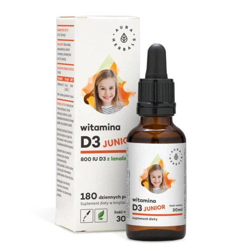 Witamina D3 800 IU junior krople 30ml - AURA