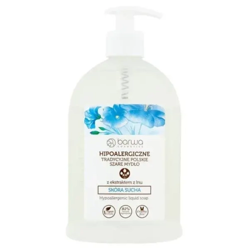 Szare mydło hipoalergiczne z lnem 500ml - BARWA