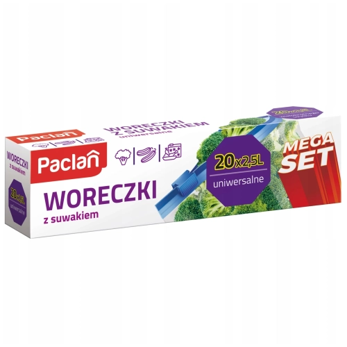 Woreczki strunowe z suwakiem Paclan Mega Set 2,5L 20 szt