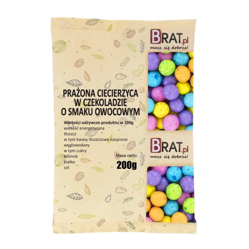 Prażona ciecierzyca w czekoladzie o smaku owocowym 200g