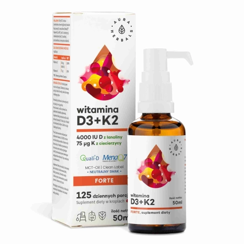 Witamina D3 4000 IU + K2, MCT, krople 50ml