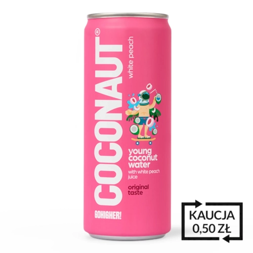 Woda kokosowa z młodego kokosa z sokiem z białej brzoskwini 320ml