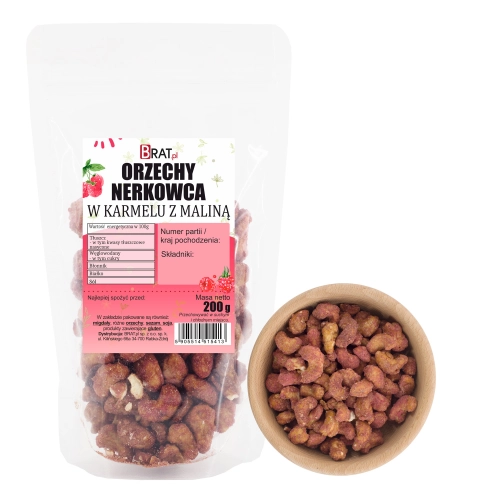 Orzechy nerkowca w karmelu z maliną 200g