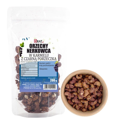 Orzechy nerkowca w karmelu z czarną porzeczką 200g