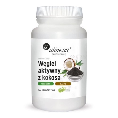 Węgiel aktywny z kokosa 300mg 100kap