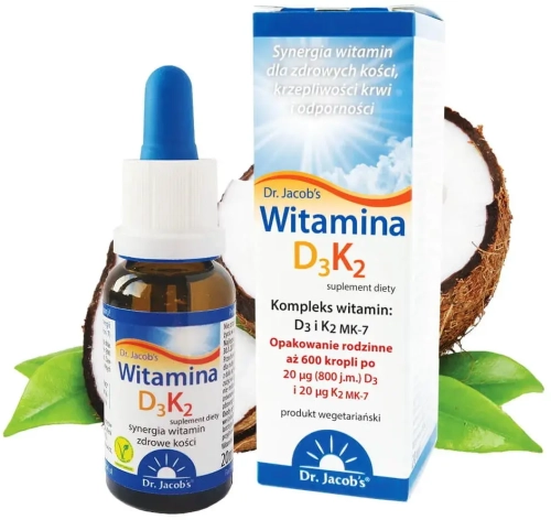 KROPLE Witamina D3+K2 20ml - Dr. Jacob's