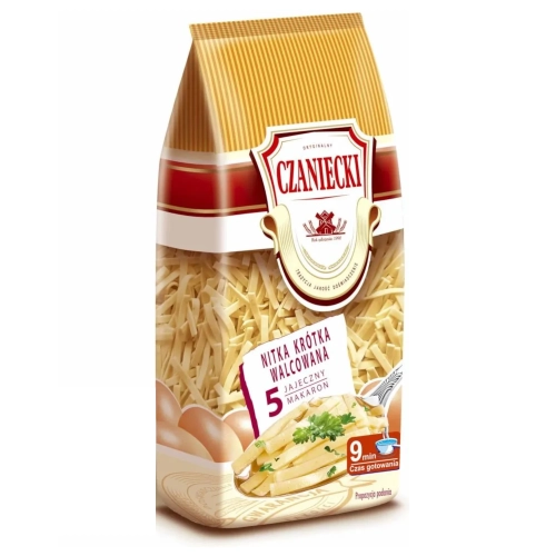 Makaron Czaniecki 5-jajeczny Nitka Krótka Walcowana 250g.webp