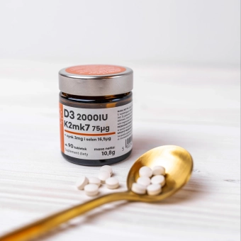 Witamina D3 2000 IU + K2 + Cynk + Selen, tabletki 90 szt. łyżka.webp