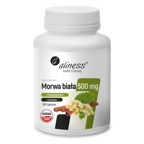 Morwa biała 4:1 cynamonowiec chrom 500mg 180tabl. - ALINESS