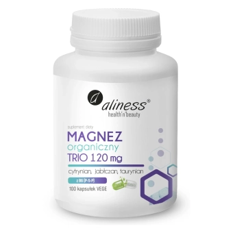 Magnez organiczny TRIO 120mg B6 (P-5-P) 100kaps. - ALINESS