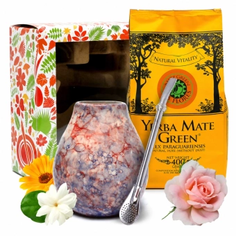 Zestaw do Yerba Mate Las Flores 400g + bombilla + matero
