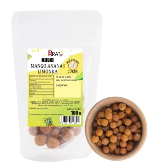 Kulki z mango, ananasem i limonką bez dodatku cukru 100g