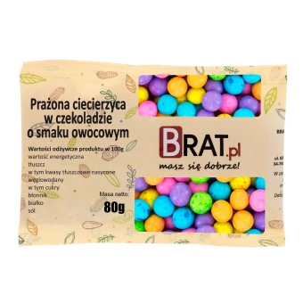 Prażona ciecierzyca w czekoladzie o smaku owocowym 80g.webp