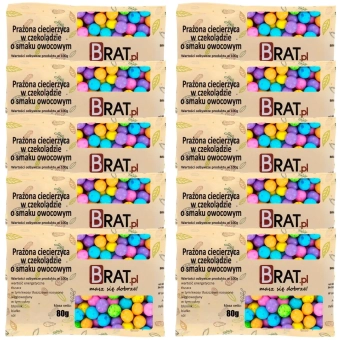 Prażona ciecierzyca w czekoladzie o smaku owocowym 10 x 80g