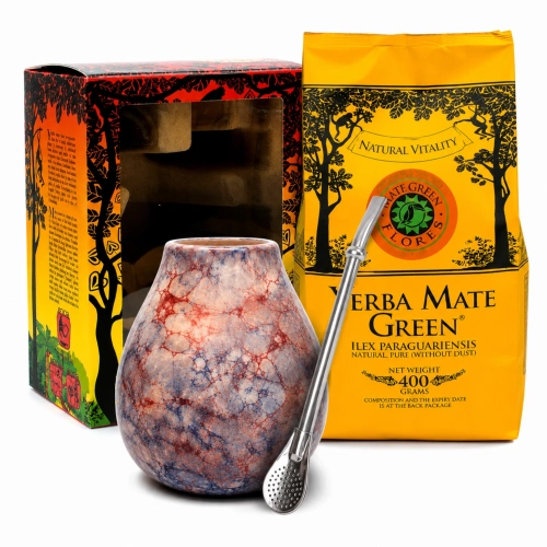 Zestaw do Yerba Mate Las Flores 400g + bombilla + matero + podkładka.webp