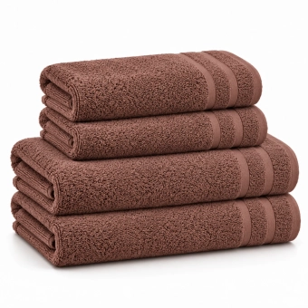 Zestaw ręczników MARTE 70x140x2 + 50x90x2 BRĄZOWY