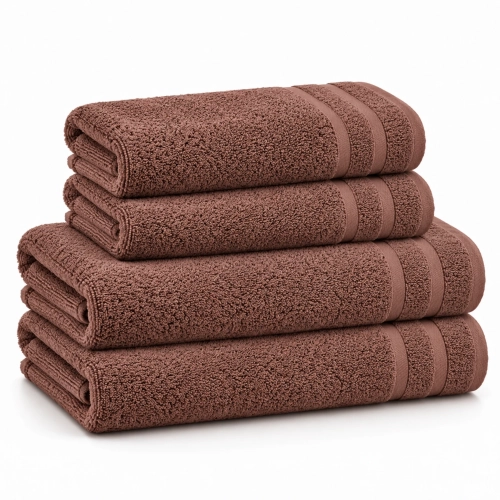 Zestaw ręczników MARTE 70x140x2 + 50x90x2 BRĄZOWY.webp